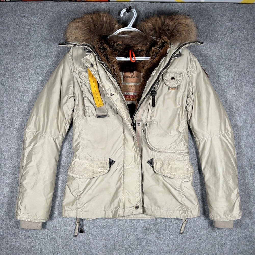 Parajumpers Jacket Womens XS‎ Beige Masterpiece Series Anthology Fur Bomber